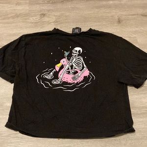 Skeleton print crop top